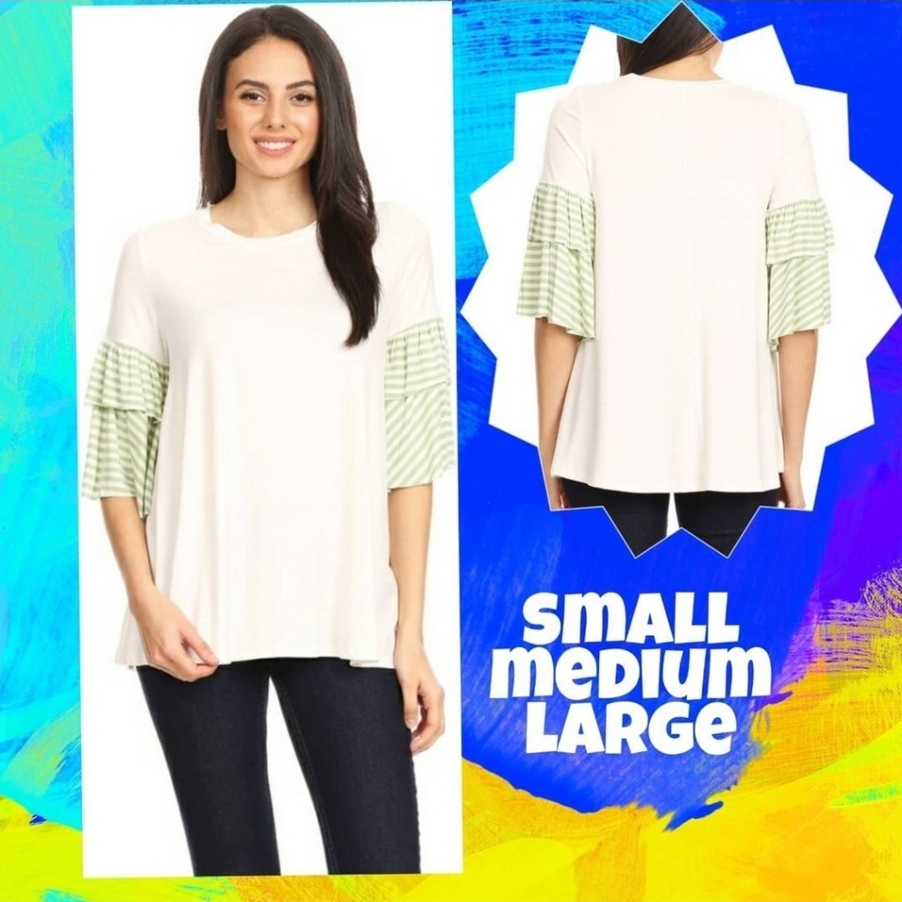 Mint strippes sleeves top